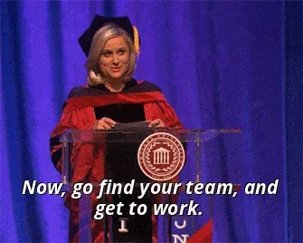 Gif of woman urging people to get to work